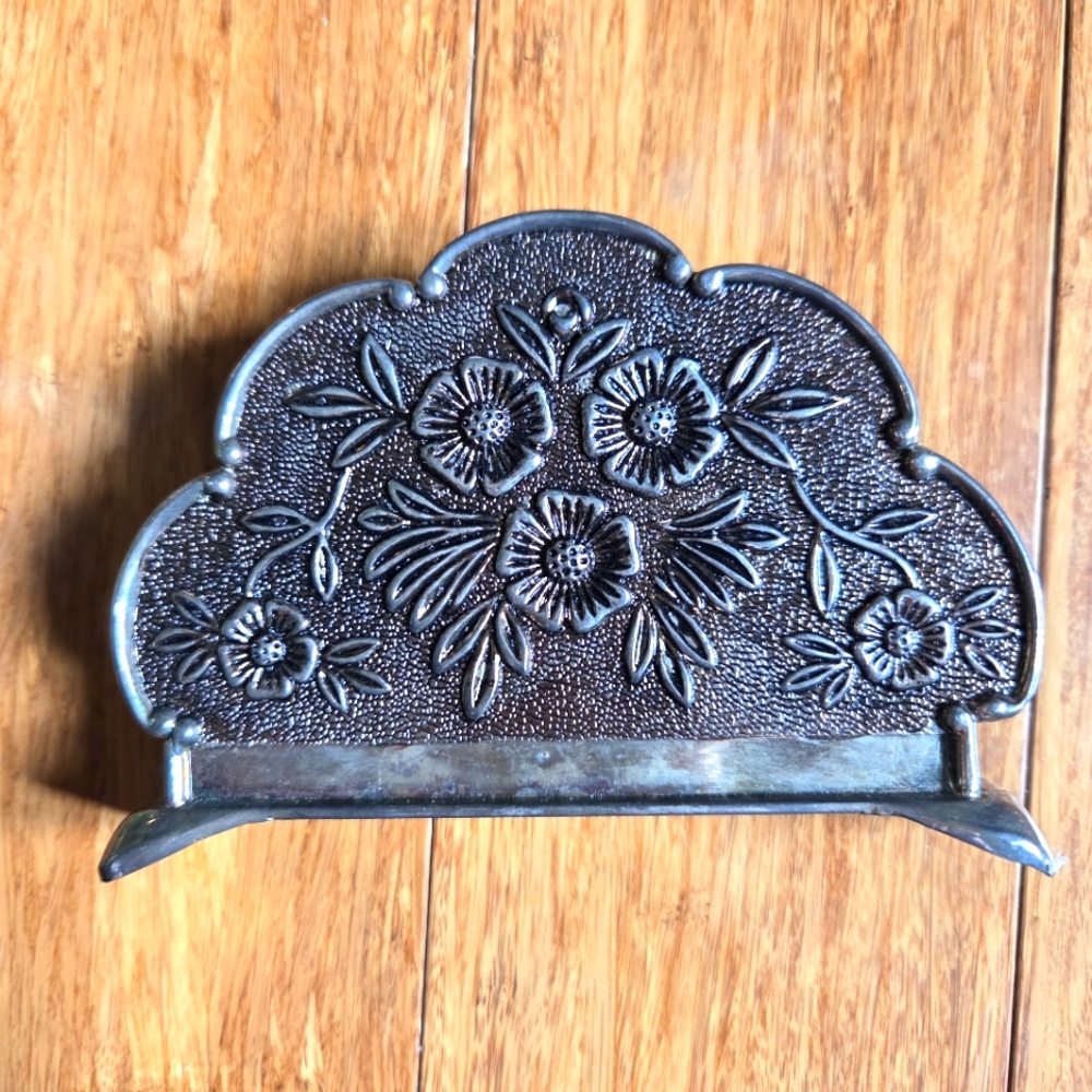 Vintage Floral Metal Napkin Holder